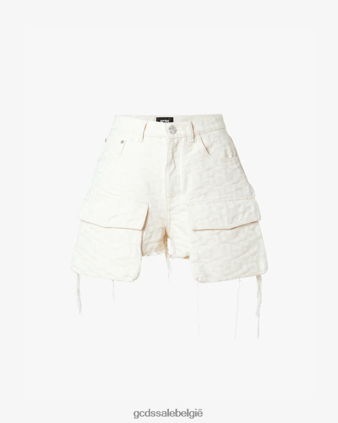 korte broek met monogram van canvas vrouwen GCDS gebroken wit kleding 4600VF459