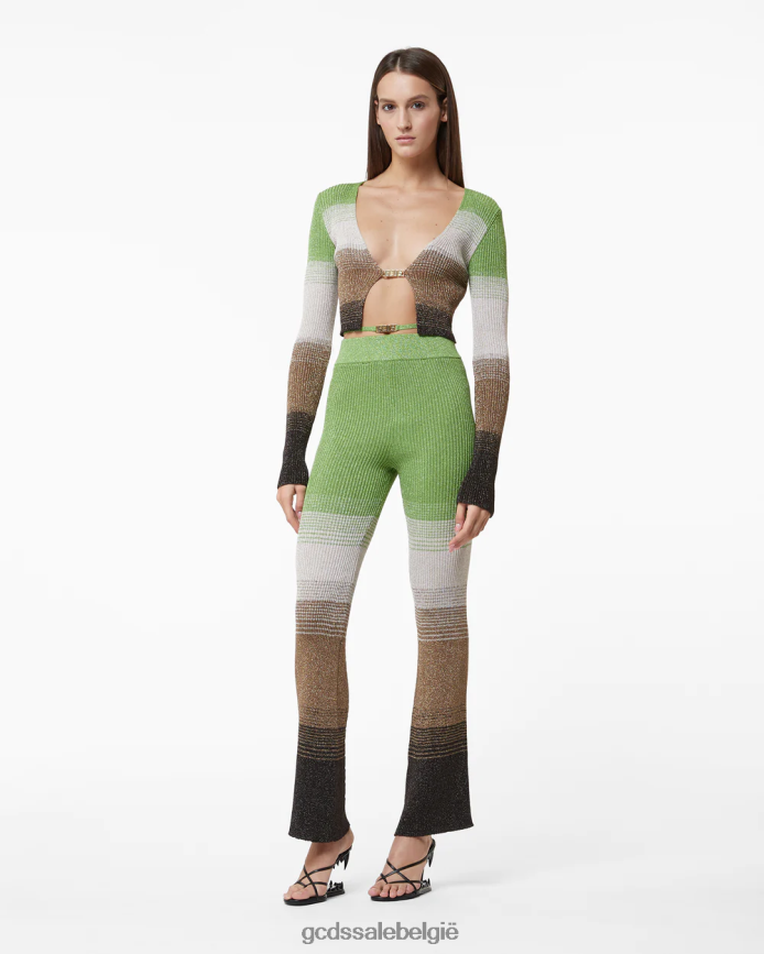 lurex degrade gebreide broek vrouwen GCDS militair groen kleding 4600VF435