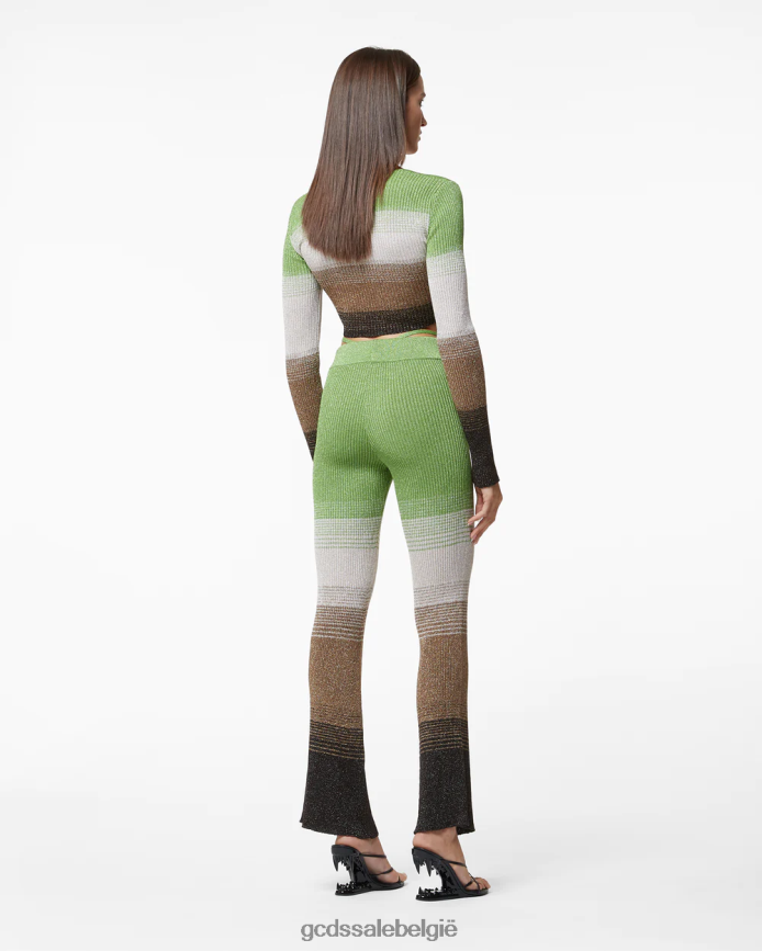 lurex degrade gebreide broek vrouwen GCDS militair groen kleding 4600VF435