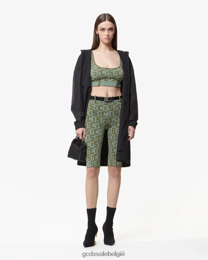 matilda monogram fietser vrouwen GCDS militair groen kleding 4600VF461