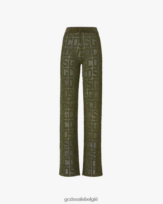 monogram macramé broek vrouwen GCDS militair groen kleding 4600VF436