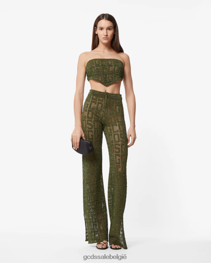 monogram macramé broek vrouwen GCDS militair groen kleding 4600VF436