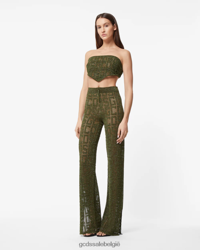 monogram macramé broek vrouwen GCDS militair groen kleding 4600VF436