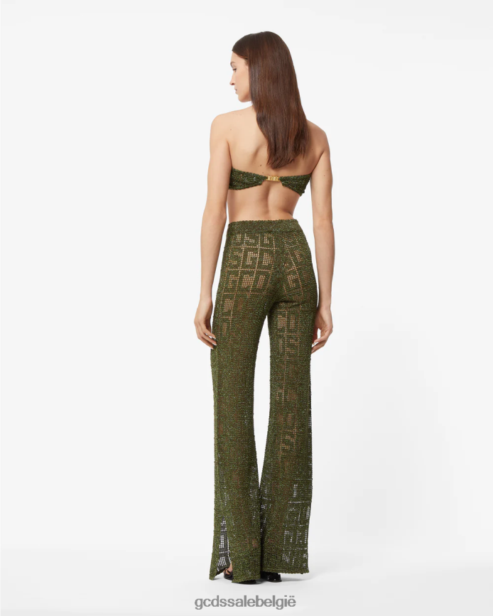 monogram macramé broek vrouwen GCDS militair groen kleding 4600VF436