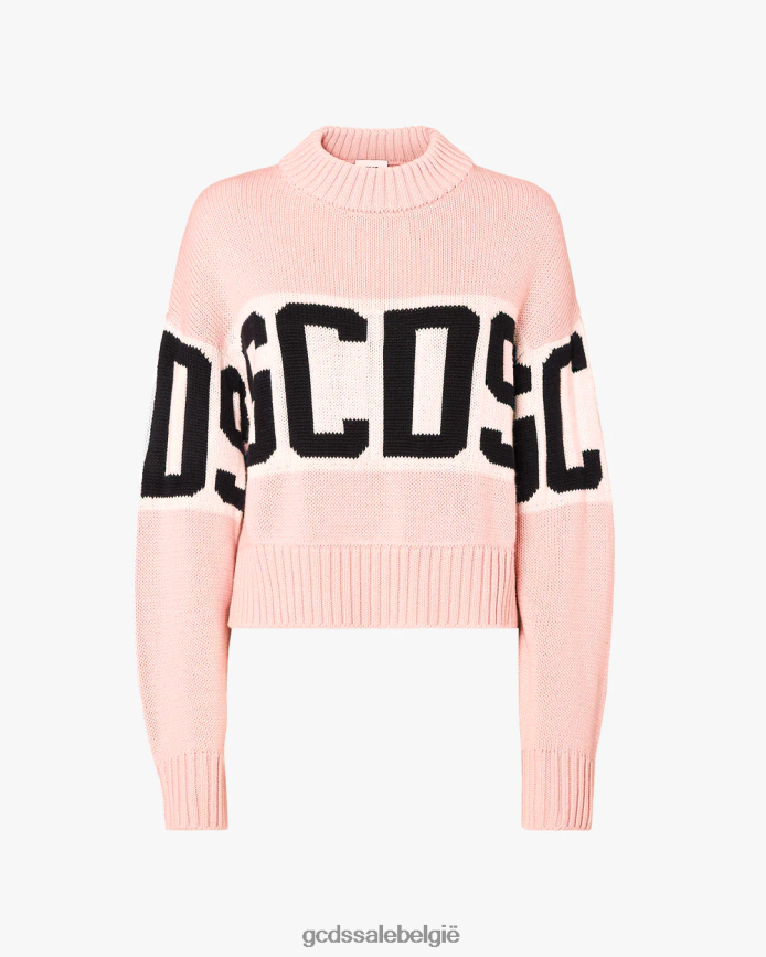Boxy trui met logoband vrouwen GCDS roze kleding 4600VF338