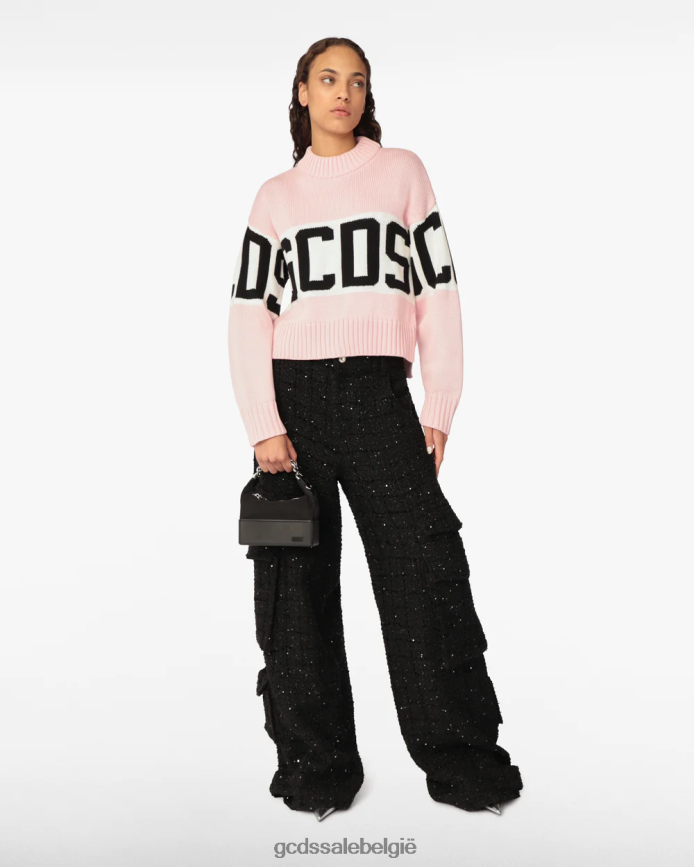 Boxy trui met logoband vrouwen GCDS roze kleding 4600VF338
