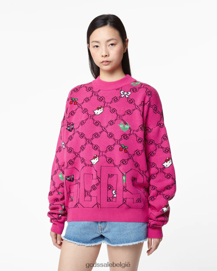 Hallo Kitty jacquard trui vrouwen GCDS fuchsia kleding 4600VF335