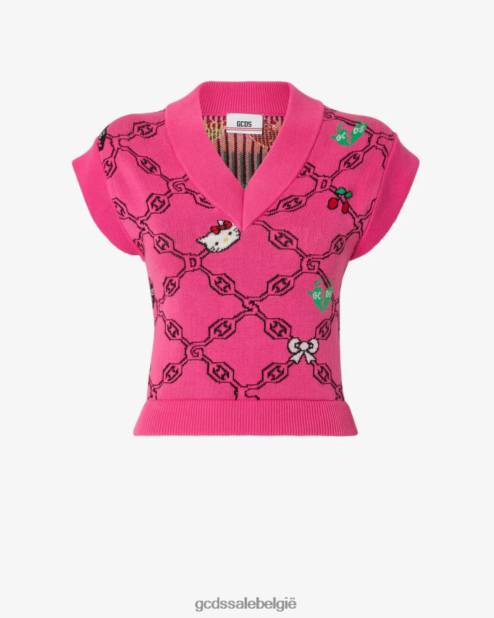 Hello Kitty jacquardvest vrouwen GCDS fuchsia kleding 4600VF334