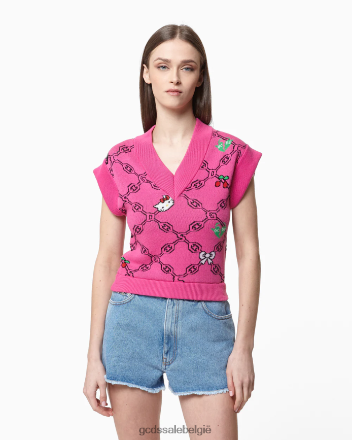 Hello Kitty jacquardvest vrouwen GCDS fuchsia kleding 4600VF334