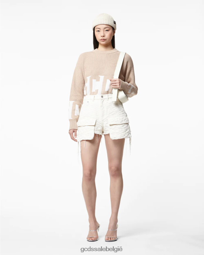 katoenen trui met lage band vrouwen GCDS beige kleding 4600VF332