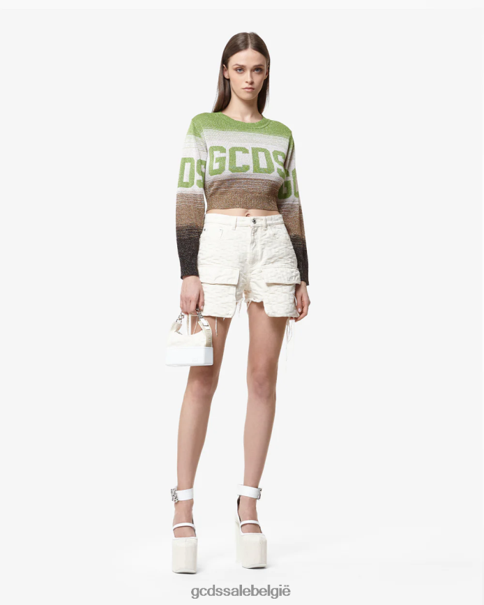 lurex degrade cropped trui vrouwen GCDS militair groen kleding 4600VF327