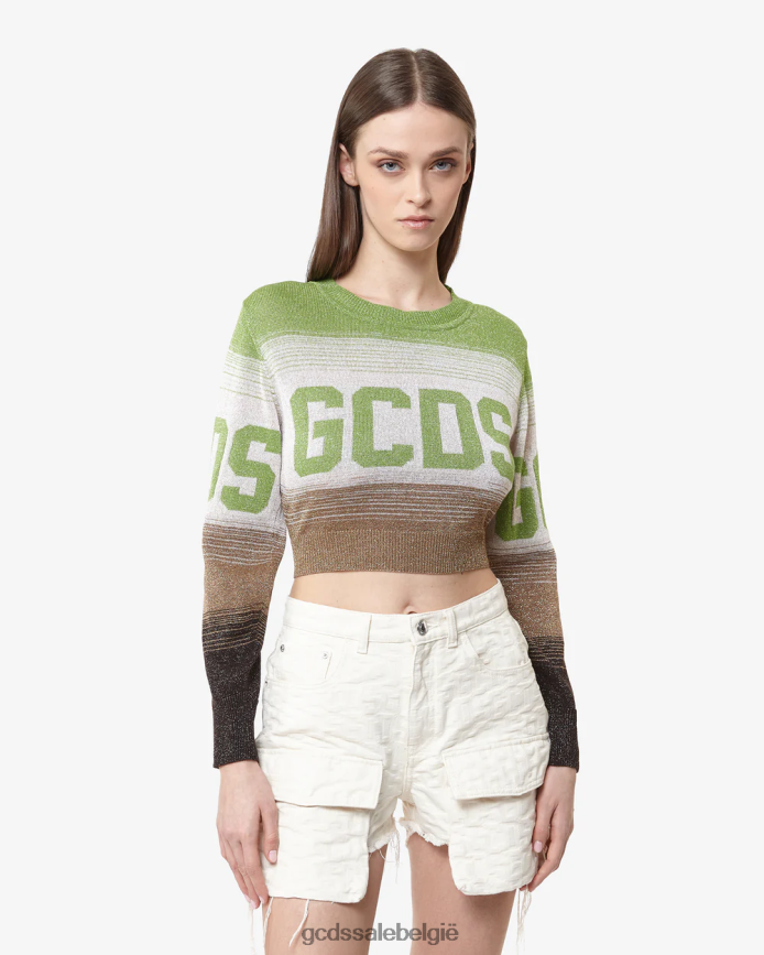 lurex degrade cropped trui vrouwen GCDS militair groen kleding 4600VF327