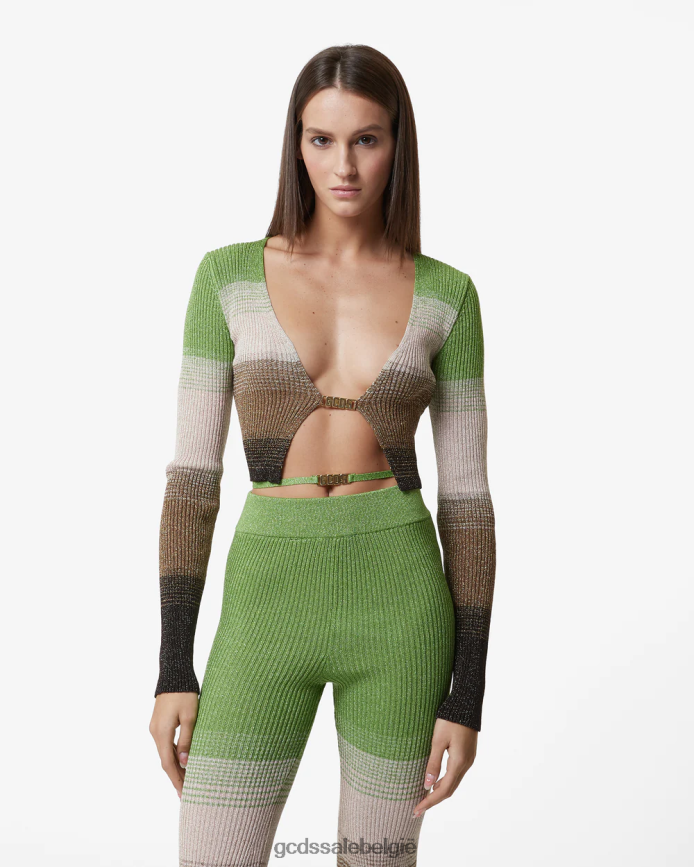 lurex degrade minivestje vrouwen GCDS militair groen kleding 4600VF328