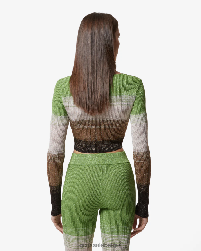 lurex degrade minivestje vrouwen GCDS militair groen kleding 4600VF328