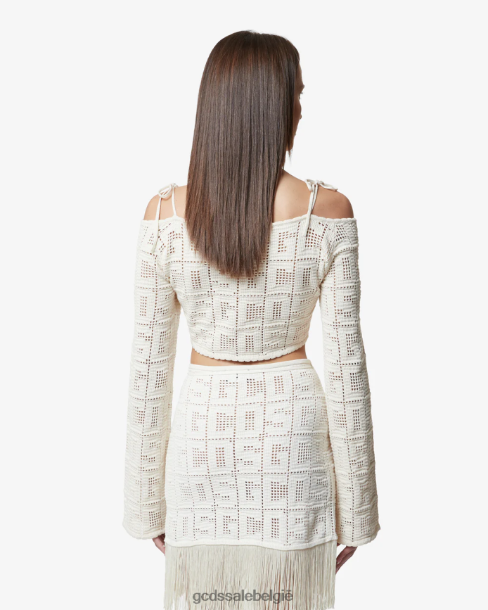monogram macramé trui vrouwen GCDS gebroken wit kleding 4600VF325