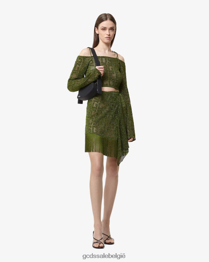 monogram macramé trui vrouwen GCDS militair groen kleding 4600VF324