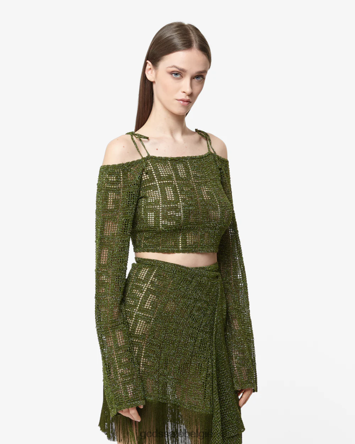 monogram macramé trui vrouwen GCDS militair groen kleding 4600VF324