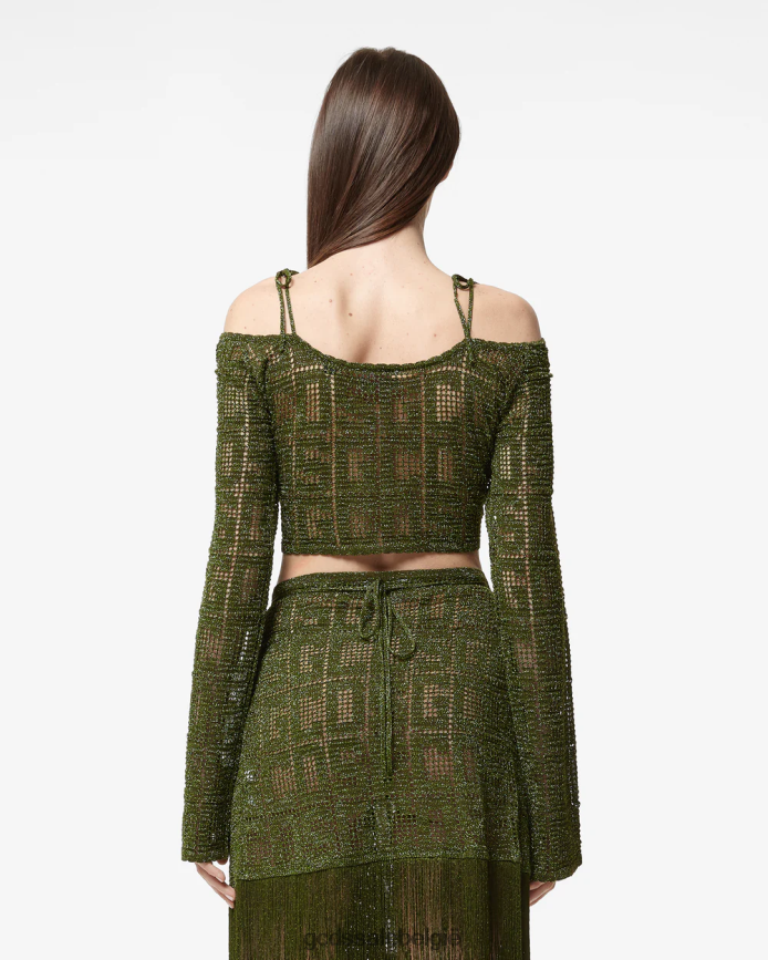 monogram macramé trui vrouwen GCDS militair groen kleding 4600VF324