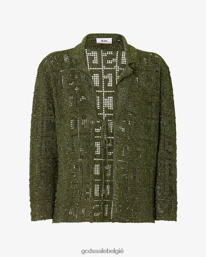 monogram macrame-shirt vrouwen GCDS militair groen kleding 4600VF323