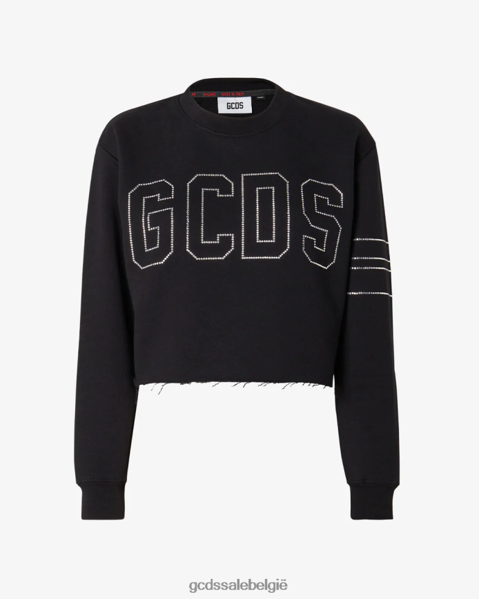 Cropped sweatshirt van bling-jersey vrouwen GCDS zwart kleding 4600VF341
