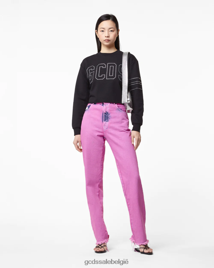 Cropped sweatshirt van bling-jersey vrouwen GCDS zwart kleding 4600VF341