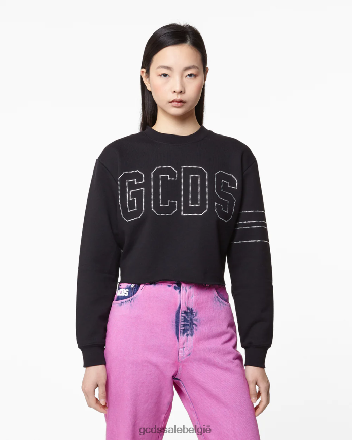 Cropped sweatshirt van bling-jersey vrouwen GCDS zwart kleding 4600VF341