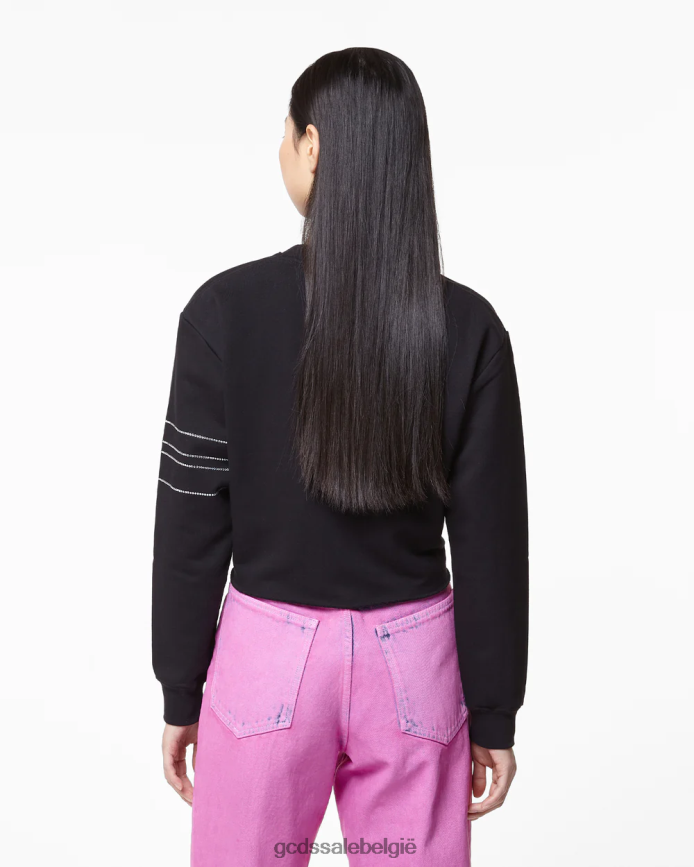 Cropped sweatshirt van bling-jersey vrouwen GCDS zwart kleding 4600VF341