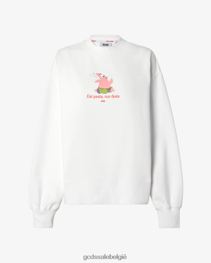 Spongebob Patrick eet pasta met ronde hals vrouwen GCDS wit kleding 4600VF349