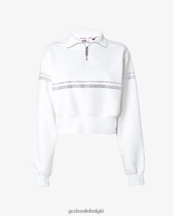 bling sweatshirt met halve rits vrouwen GCDS wit kleding 4600VF344