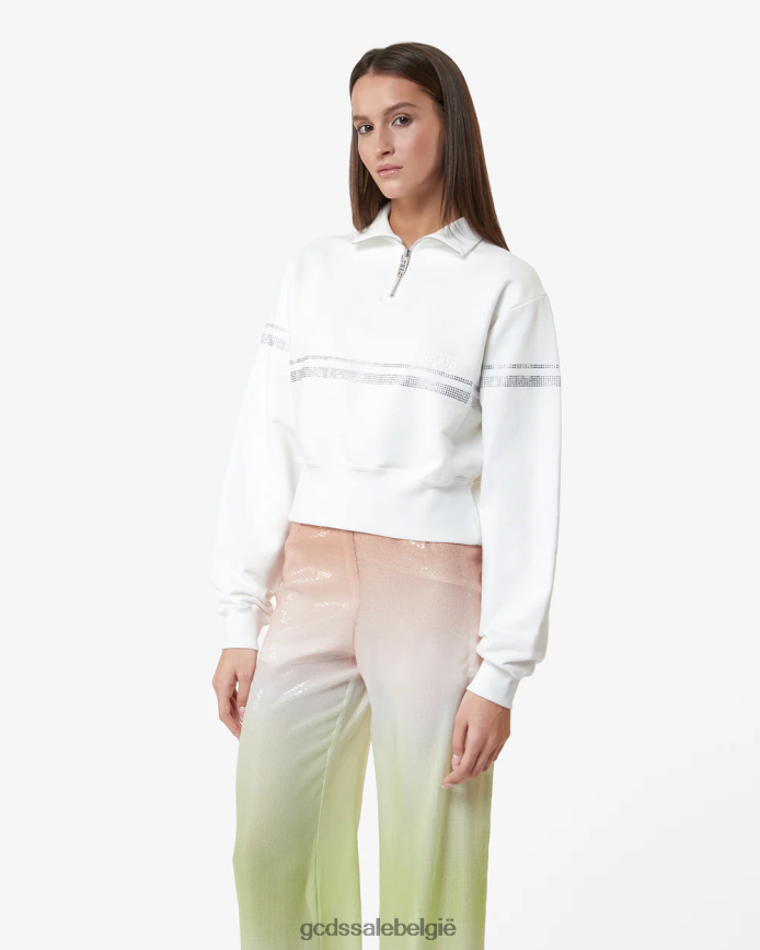bling sweatshirt met halve rits vrouwen GCDS wit kleding 4600VF344