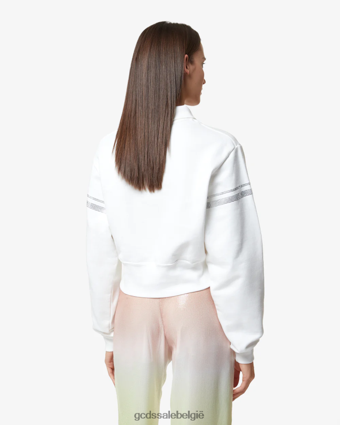 bling sweatshirt met halve rits vrouwen GCDS wit kleding 4600VF344
