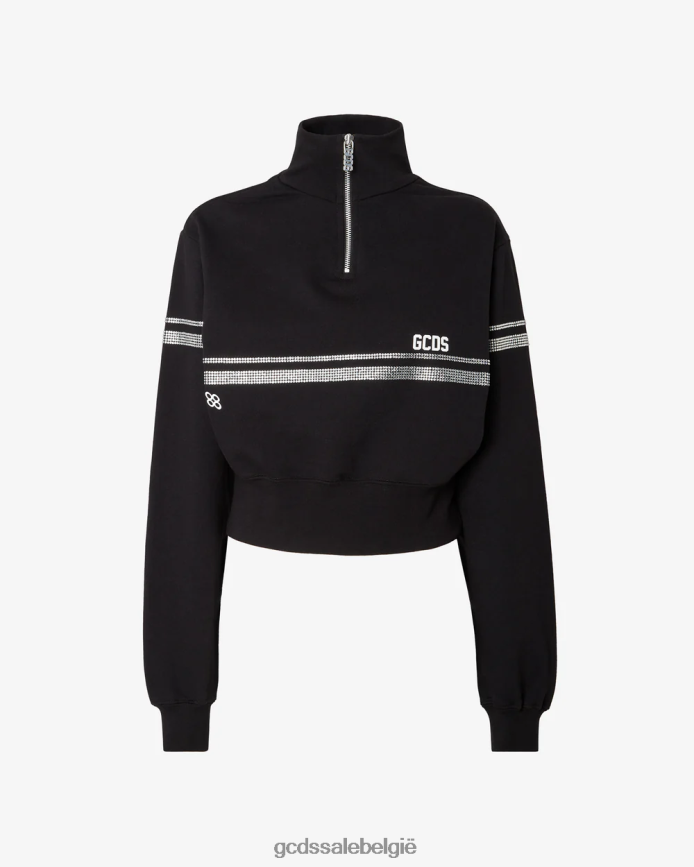 bling sweatshirt met halve rits vrouwen GCDS zwart kleding 4600VF342
