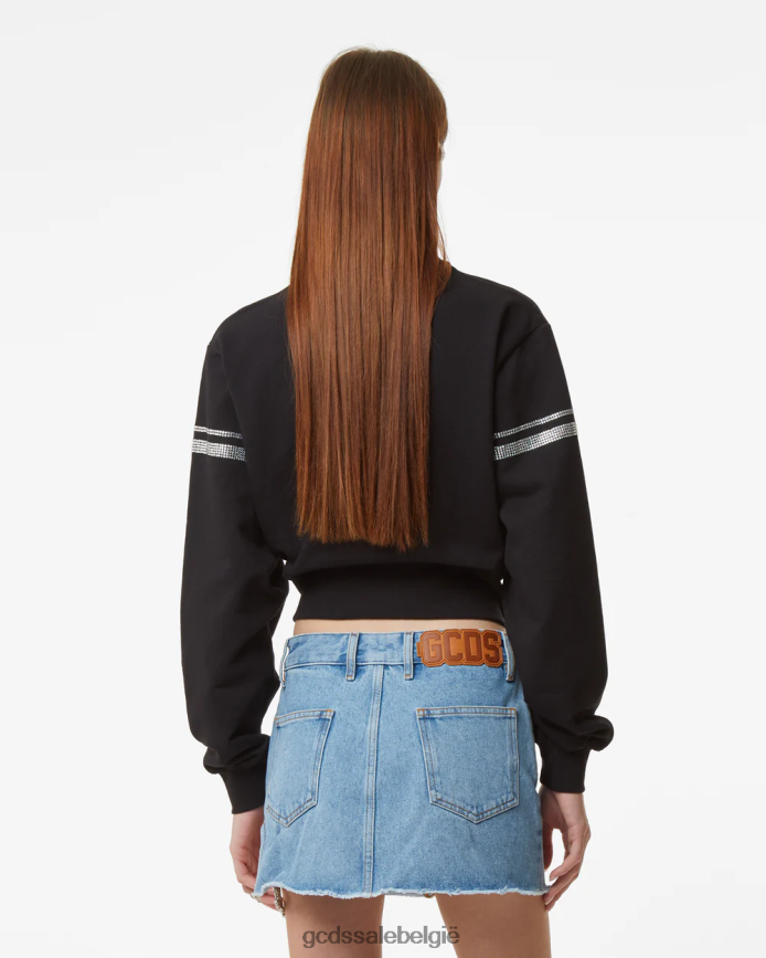 bling sweatshirt met halve rits vrouwen GCDS zwart kleding 4600VF342