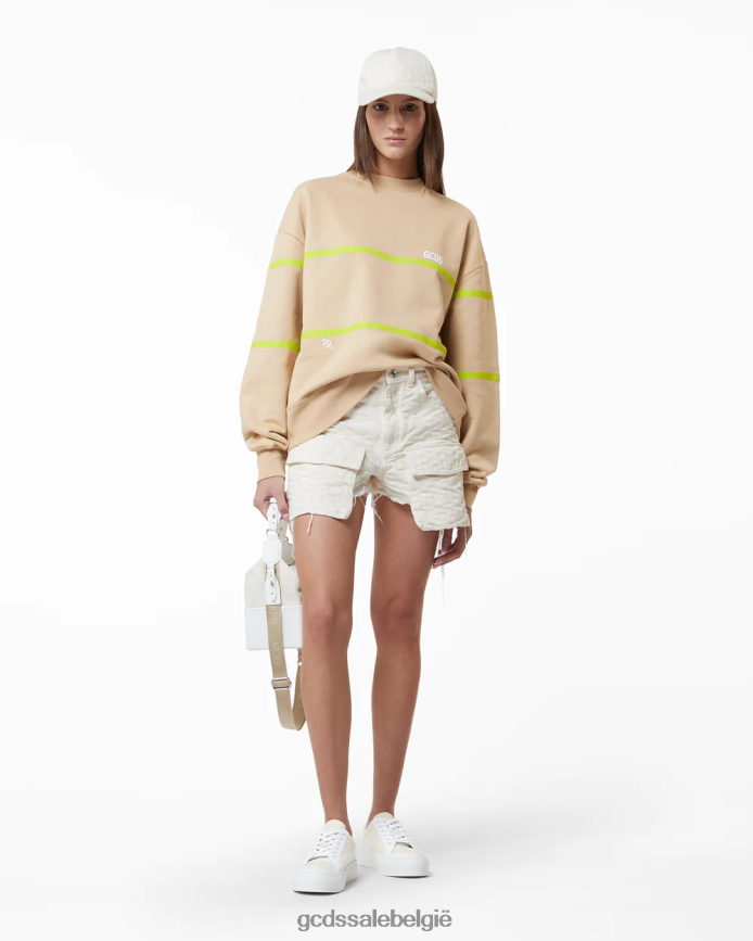 trui met laag bandlogo vrouwen GCDS beige kleding 4600VF351