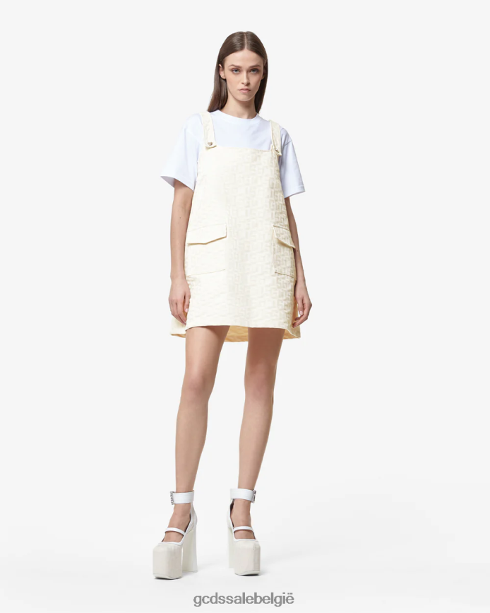 Jurk van canvas met monogramzakken vrouwen GCDS gebroken wit kleding 4600VF427