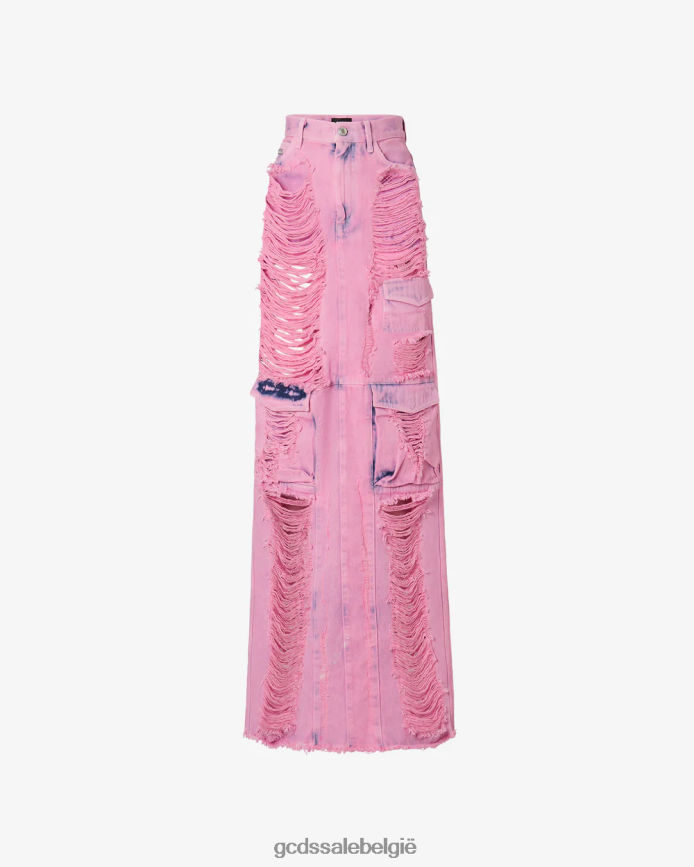Lange denim rafelige ultracargo rok vrouwen GCDS roze kleding 4600VF433