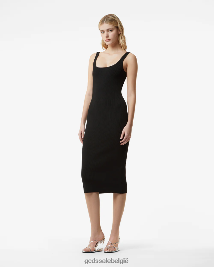 Lange jurk met logoketting vrouwen GCDS zwart kleding 4600VF400