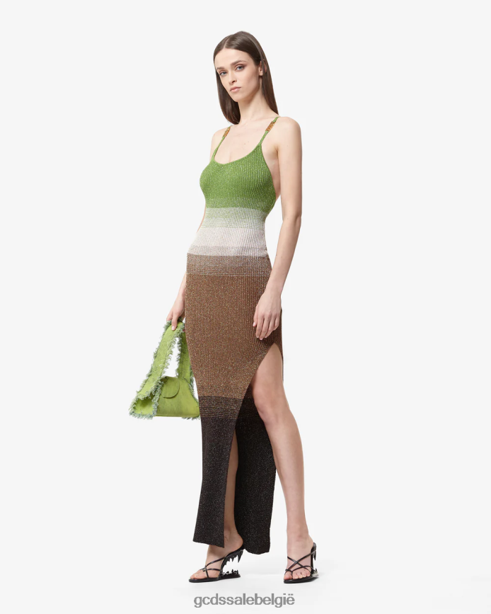 Lange tankjurk van lurex vrouwen GCDS militair groen kleding 4600VF413