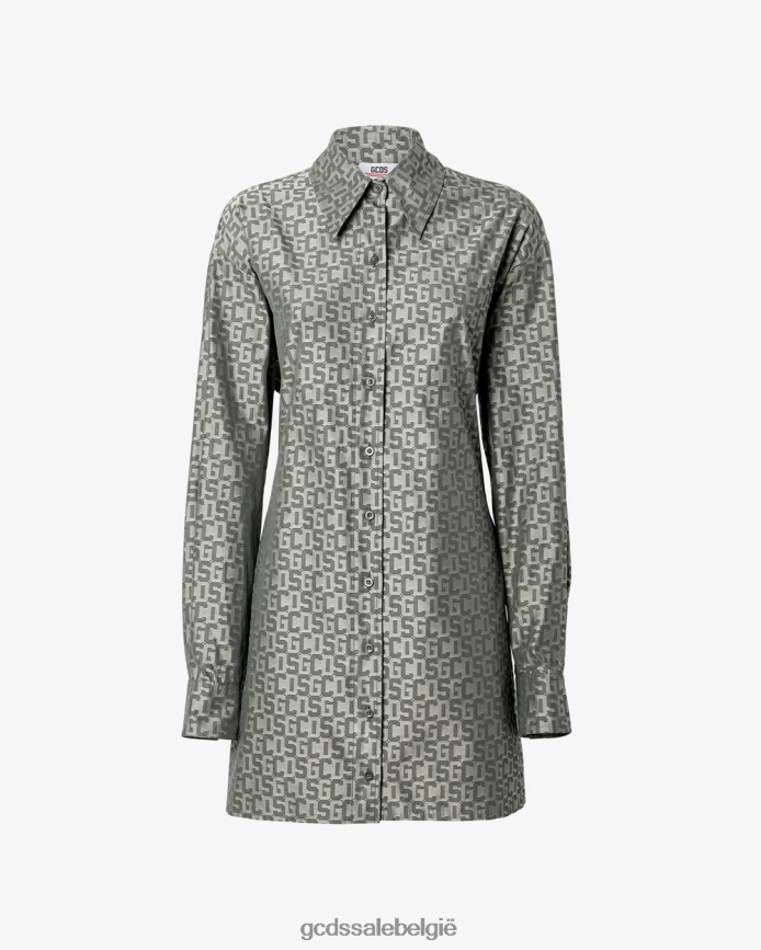 Overhemdjurk met bling monogram vrouwen GCDS militair groen kleding 4600VF426