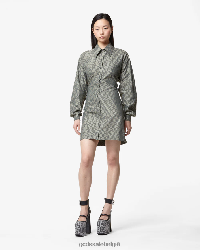 Overhemdjurk met bling monogram vrouwen GCDS militair groen kleding 4600VF426