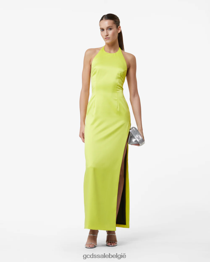 bling glanzende lange jurk vrouwen GCDS geel fluo kleding 4600VF417