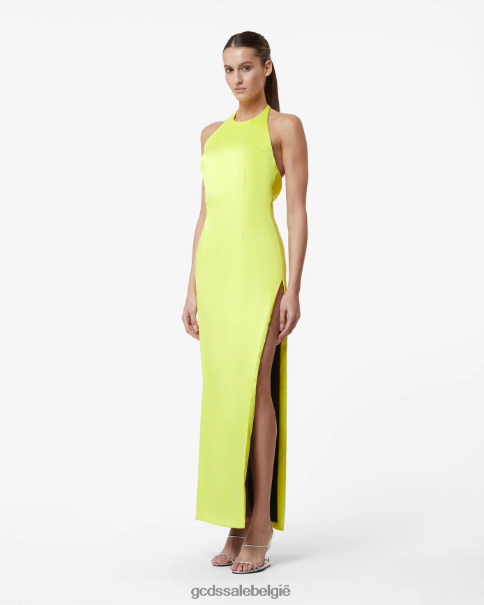 bling glanzende lange jurk vrouwen GCDS geel fluo kleding 4600VF417