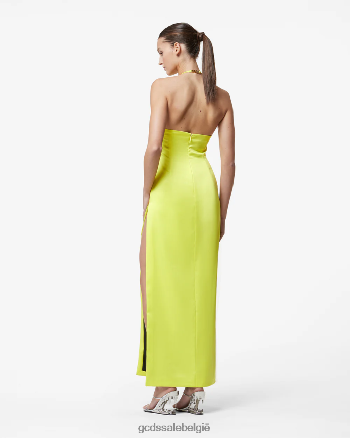 bling glanzende lange jurk vrouwen GCDS geel fluo kleding 4600VF417