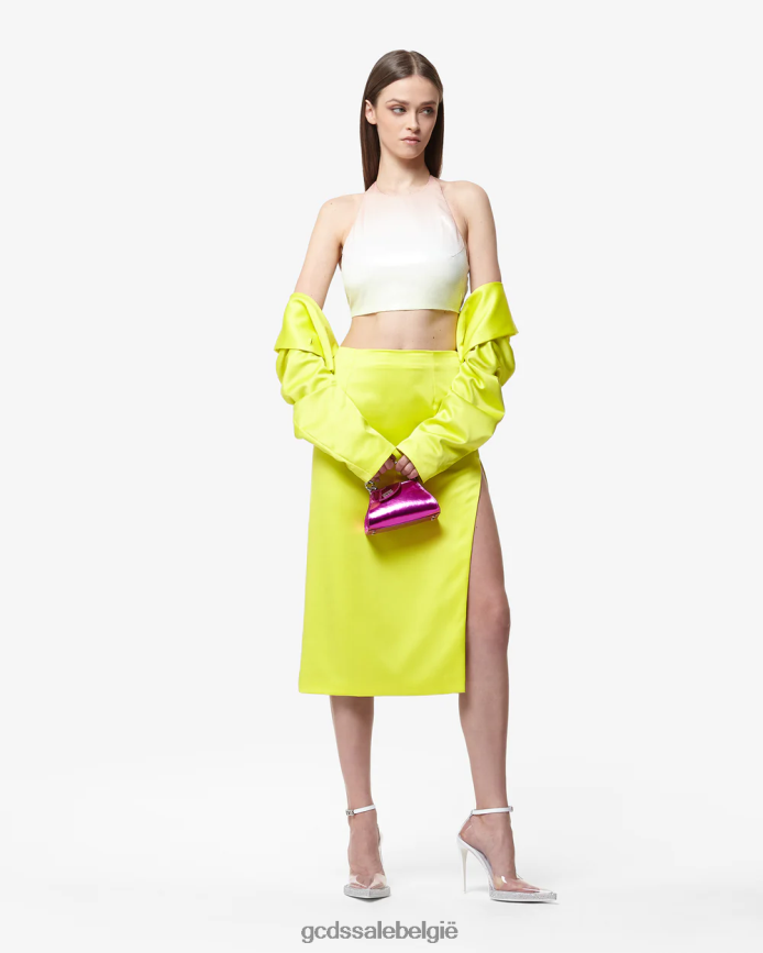 bling glanzende lange rok vrouwen GCDS geel fluo kleding 4600VF428