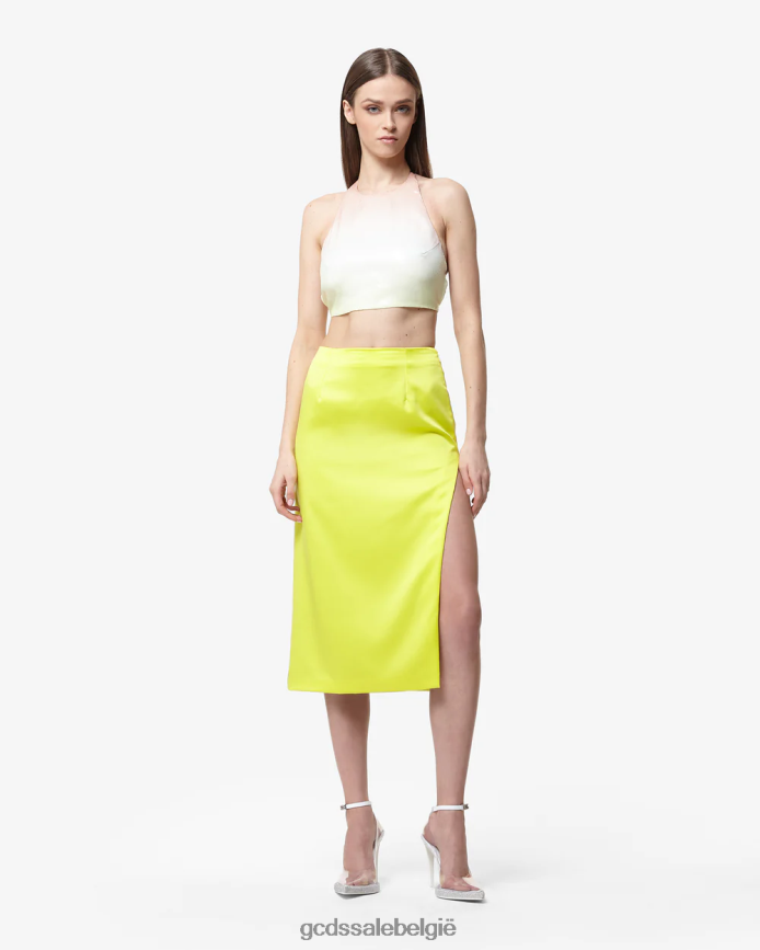 bling glanzende lange rok vrouwen GCDS geel fluo kleding 4600VF428