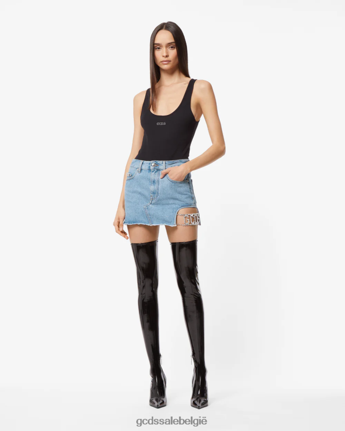bling spijkerrok vrouwen GCDS nieuw lichtblauw kleding 4600VF432