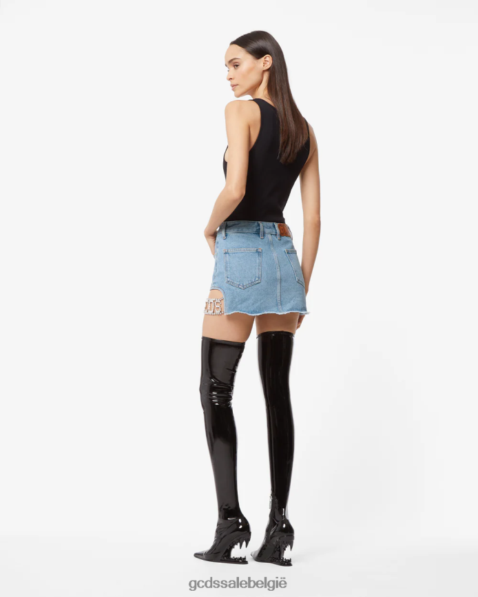 bling spijkerrok vrouwen GCDS nieuw lichtblauw kleding 4600VF432