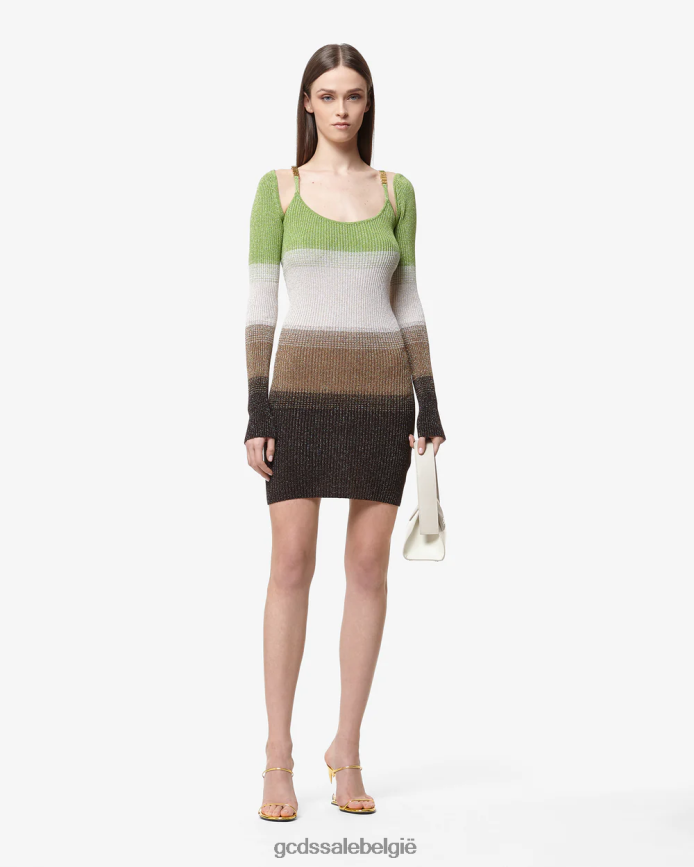 lurex degraderen mini-jurk vrouwen GCDS militair groen kleding 4600VF414