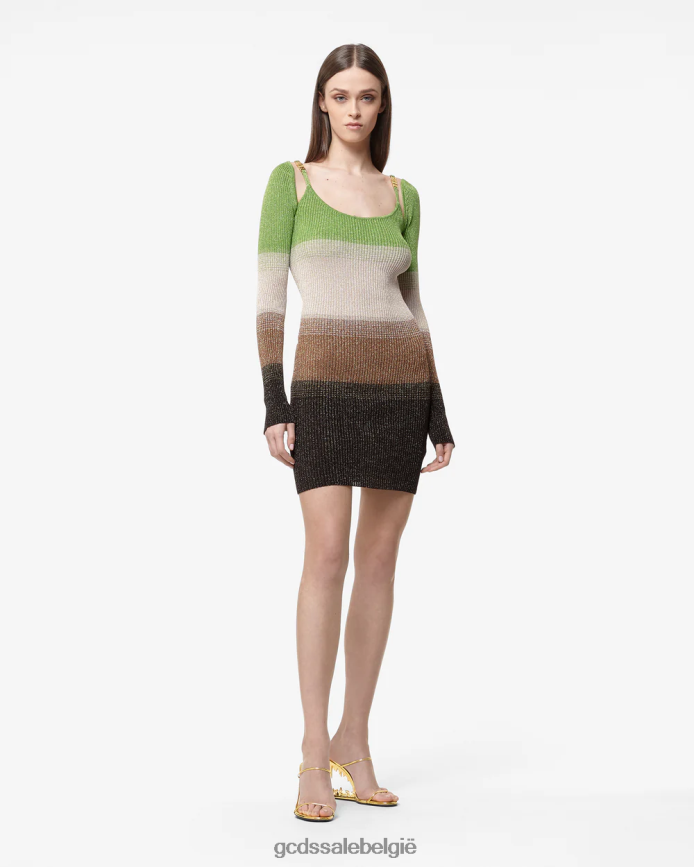 lurex degraderen mini-jurk vrouwen GCDS militair groen kleding 4600VF414