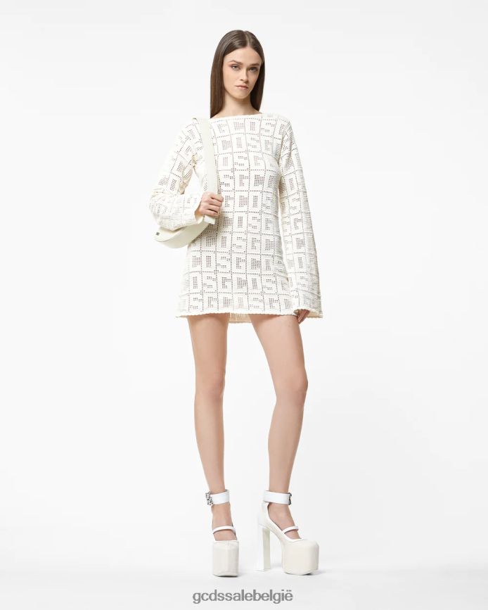monogram macramé jurk vrouwen GCDS gebroken wit kleding 4600VF410